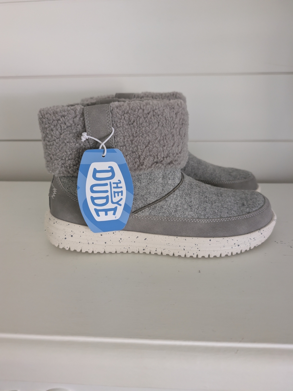 HeyDude Camden Cuff Wool Cozy Grey Boot Women's Sz 9